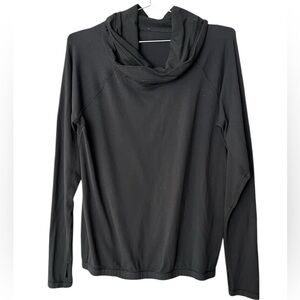 Lululemon Pullover Top Women's 4 Relaxed Black Thumbholes Cowl Neck Rulu Soft